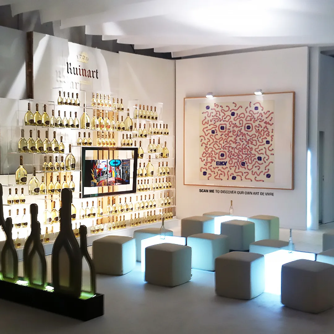 The Ruinart ArtQrCode® framed in the Maison Ruinart showroom