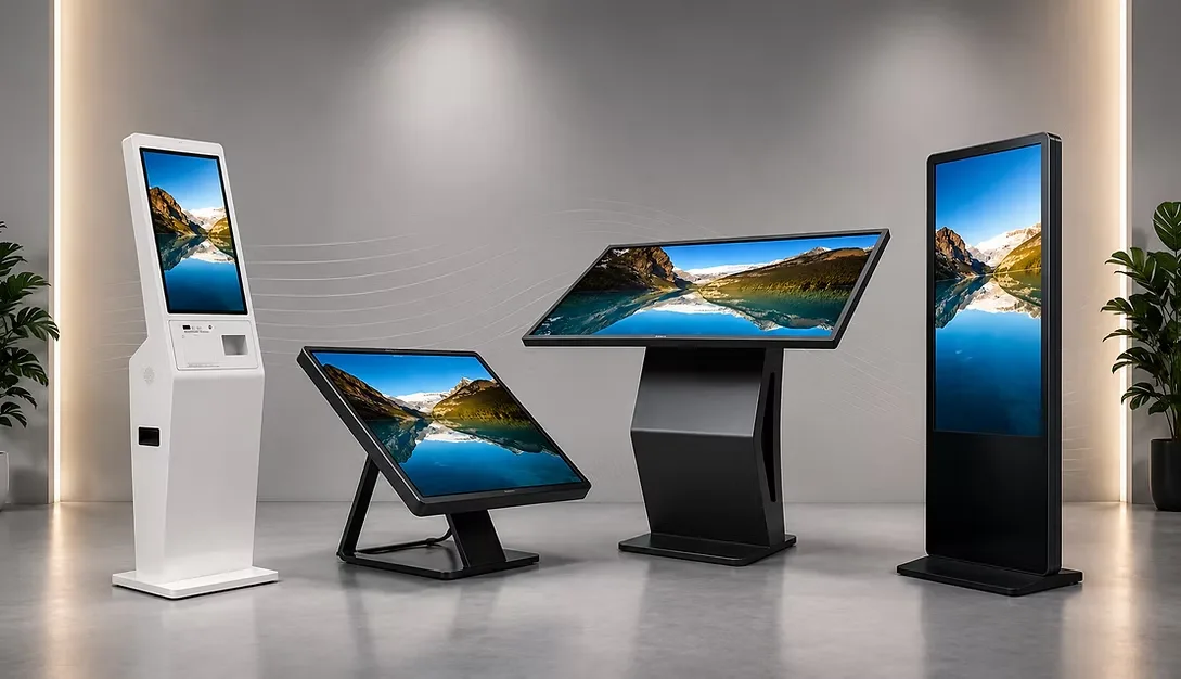 Interactive touch kiosks in vertical, horizontal and tabletop formats
