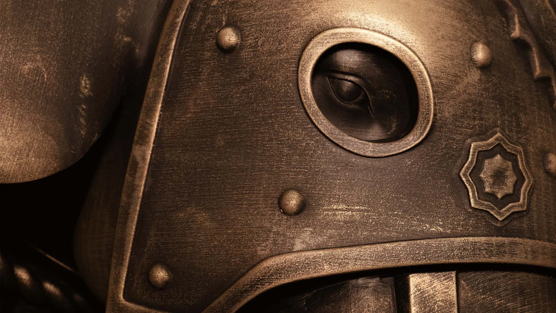 Close-up of the elephant's eye and bronze finish