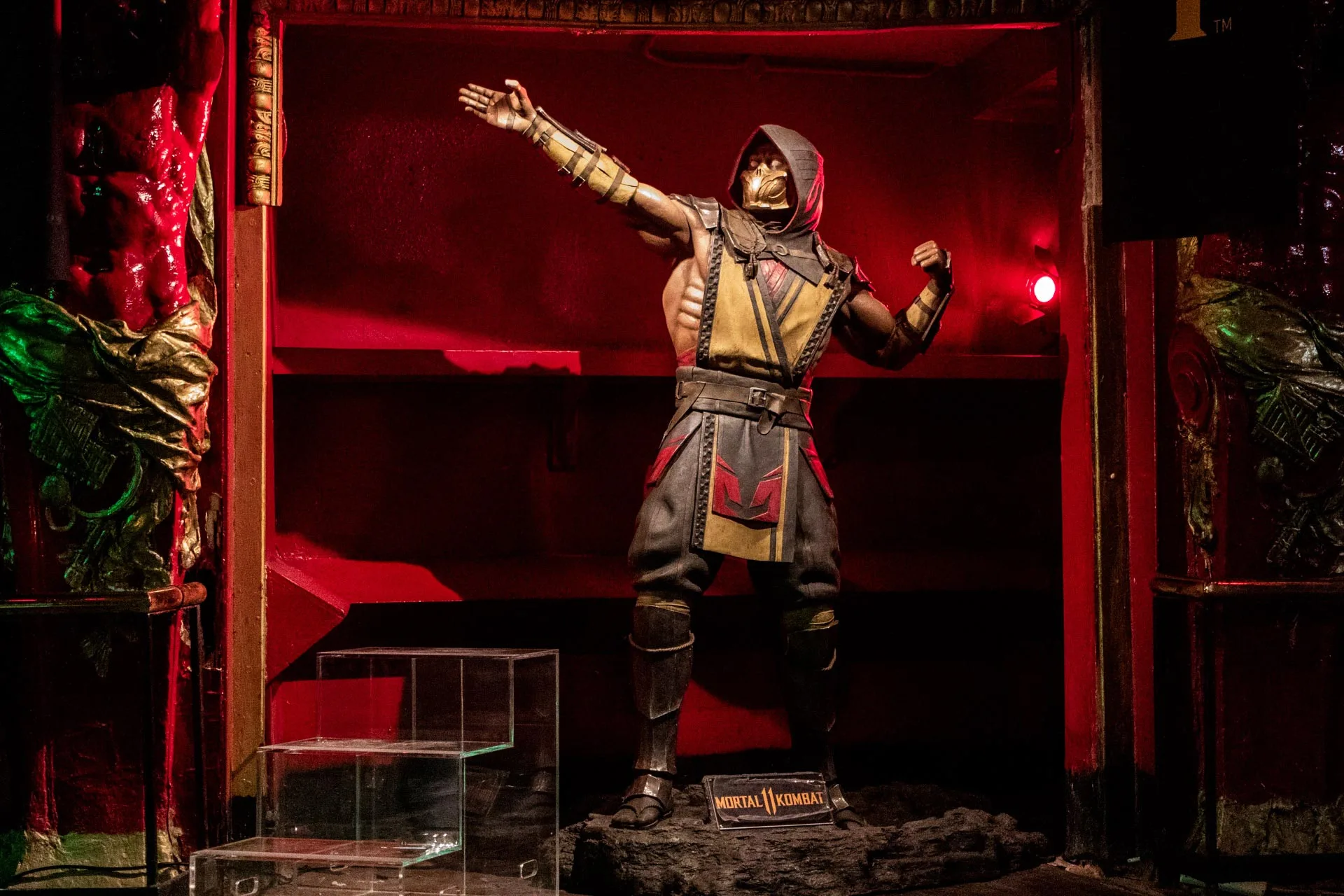 Life-size Scorpion statue on the Mortal Kombat 11 reveal set at KOKO London