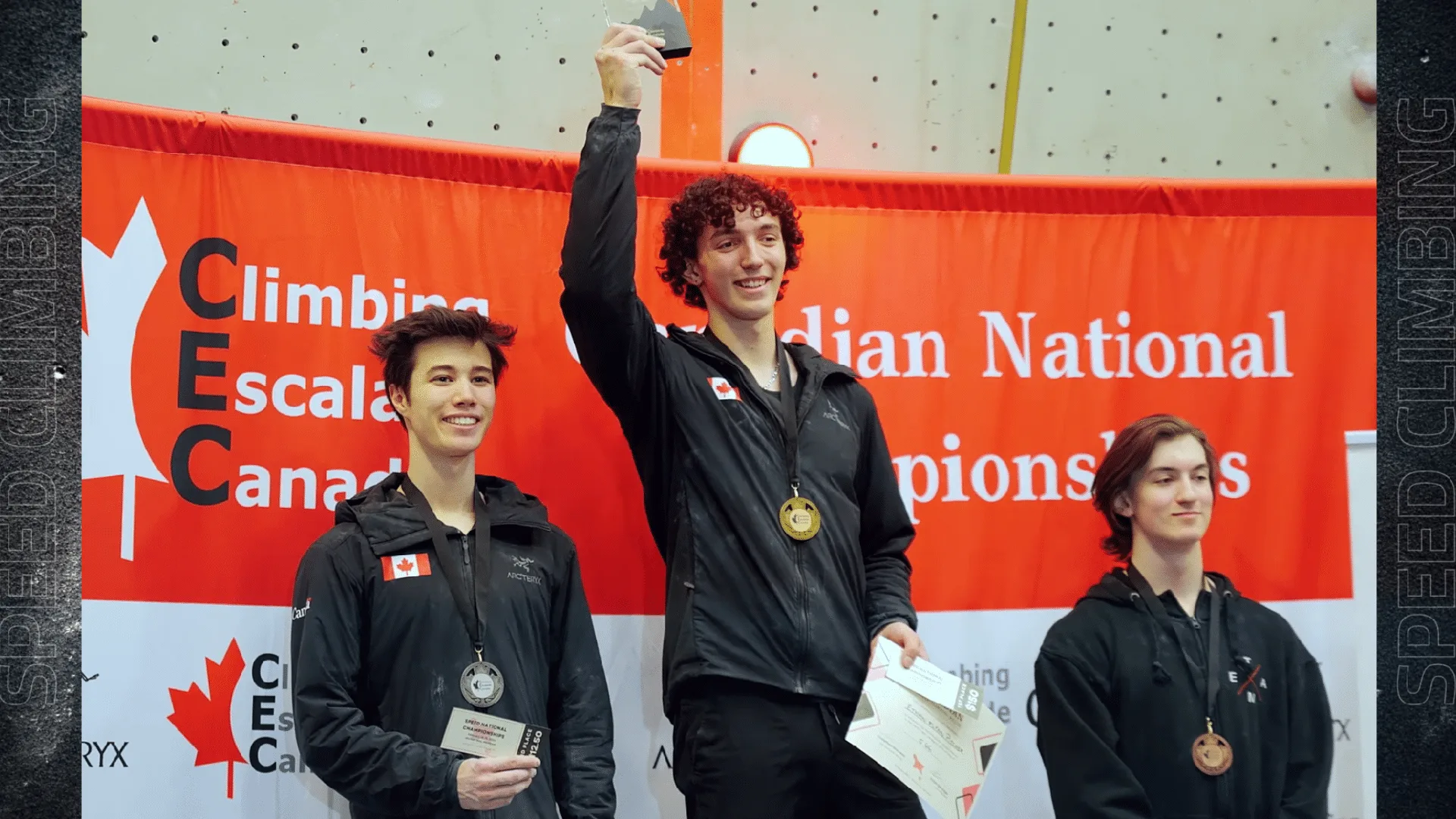 Podium at the Canadian National Speed Climbing Championships